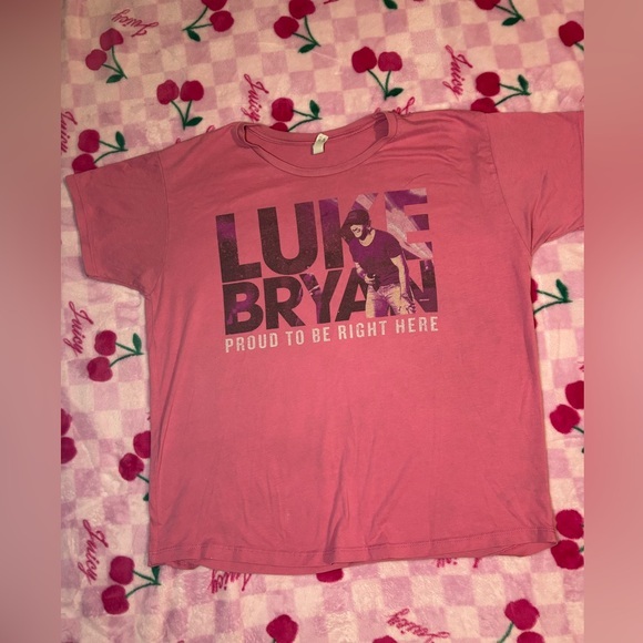 Luke Bryan Tops - LUKE BRYAN Pink "Proud to Be Right Here" 2021 Tour shirt